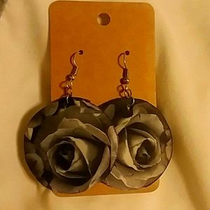 3/$15 Leather rose earring